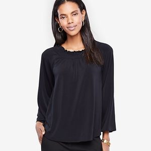 NWT-Ann Taylor - Smocked Ruffle Neck Top